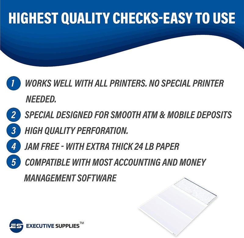 Executive Supplies 100 Blank Check Stock-Check on Top-Blue Marble Pattern-Compatible with Quickbooks*,Quicken,Versacheck and More-(100 Laser Security Sheets-8.5''x11'' #24)-Made in USA with Pride! - Image 5